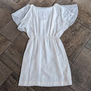 Halston Heritage Silk Mini Dress Fairy Beachy Whimsy Chic Airy Boho Size 2 Ivory